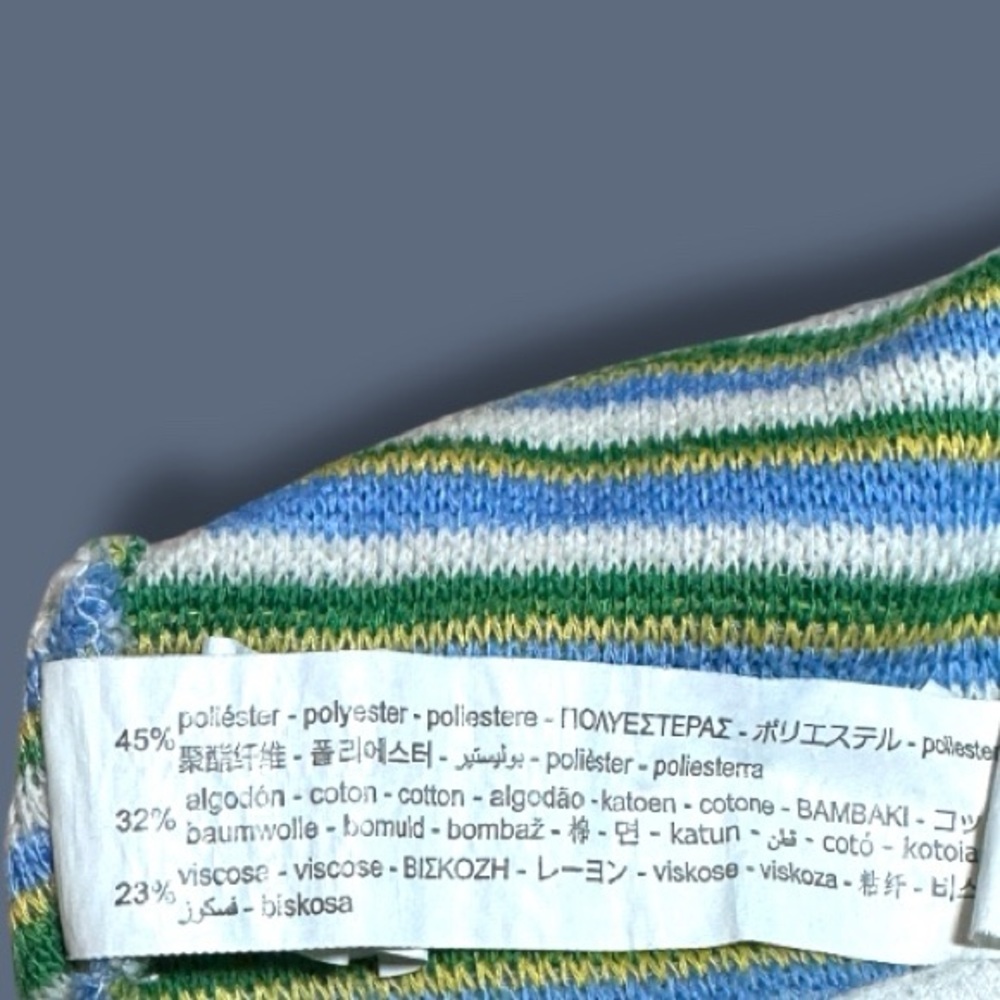 GUC ZARA Striped Crew Neck Cropped Tank Top in Blue and Green. Size Medium - Picture 7 of 7
